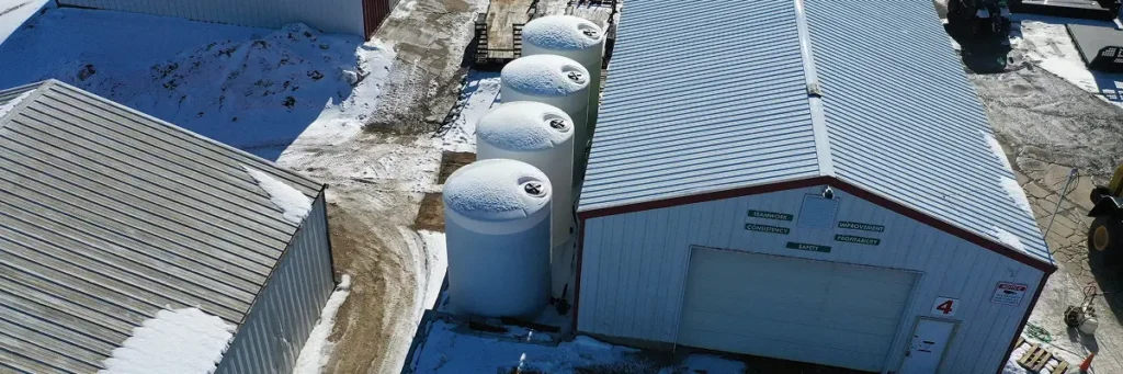 Aerial view of Carrington Lawn & Landscape’s brine facility showcasing Salt Wise Certification practices in Middleton, WI