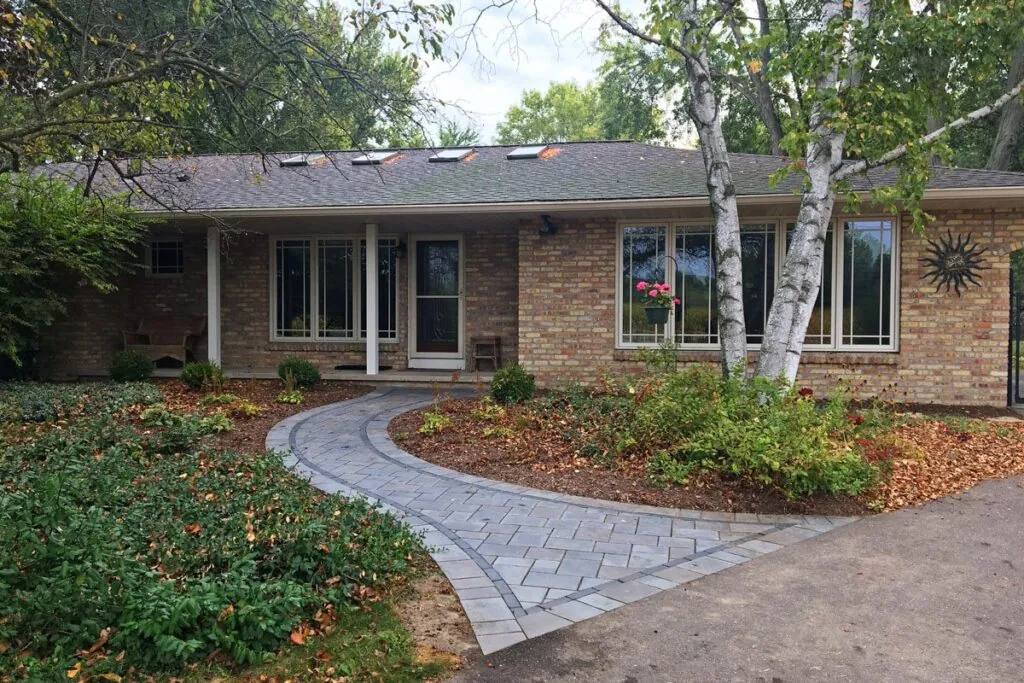 front entry walkway hardscape design Middleton, WI